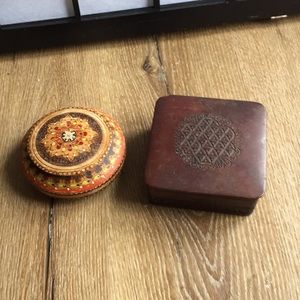 Teakwood Etched Box & Round Etched Wood Box